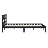 3101202 Bed Frame without Mattress Black Solid Wood 140x190 cm