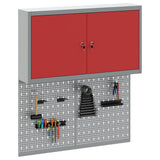Tool Cabinet Set with Shelf 3 pcs Red Powder-Coated Steel 3321399