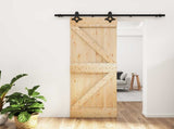 Sliding Door Natural and Black 70 x 210 cm Solid Pine Wood 3445044