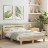 Bed Frame with LED Sonoma 137 x 190 cm Engineered Wood 3402848