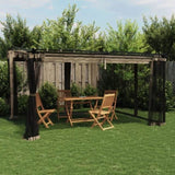 Gazebo with Mesh Walls Taupe 4x3 m Steel 4003913