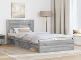 Bed Frame Grey Sonoma 100 x 200 cm Solid Pine Wood 3409796