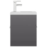 Sink Cabinet with Built-in Basin High Gloss Grey Engineered Wood 3071269
