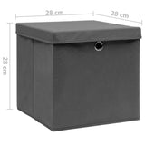Storage Boxes with Covers 10 pcs 28x28x28 cm Grey 325194