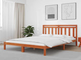 Bed Frame Wax Brown 205.5 x 155.5 x 100 cm Solid Pine Wood 3418144
