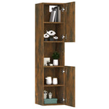 Bathroom Cabinet Smoked Oak 30x30x130 cm Engineered Wood 815639