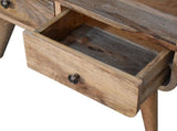 Solid Wood Mini Curved Oak-ish Media Unit, 2 Drawers and Open Slot, Brown B2743P403444