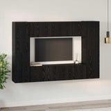 TV Cabinet Set Wall-mounted 8 pcs Black Oak Engineered Wood 3393376