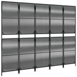 Room Divider 5 Panels Black Poly Rattan 365380