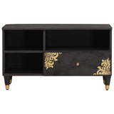 TV Cabinet with Drawer Black 80 x 33 x 46 cm Solid Mango Wood 4018825