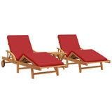 Sun Lounger 3 pcs Red 200 x 67 x 84 cm Solid Acacia Wood 3325186