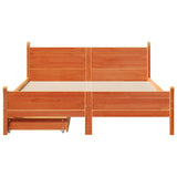 Bed Frame without Mattress Wax Brown 150x200 cm King Size Solid Wood Pine 3309769