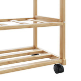 Clothes Rack with Shelves and Wheels 100x38x175.5 cm Bamboo 4008919