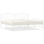 Metal Bed Frame without Mattress with Footboard White 200x200cm 373863