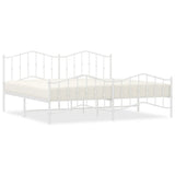 Metal Bed Frame without Mattress with Footboard White 200x200cm 373863