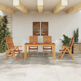 Garden Dining Set Folding 5 pcs Brown Solid Acacia Wood 3375626