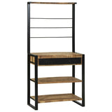 Kitchen Rack Brown and Black 80 x 40 x 160 cm Solid Mango Wood 4015989