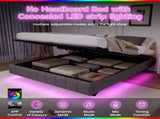 4ft6 Double Floating Bed Frame with Hydraulic Under-bed Storage & Smart RGB LED Lights, No Headboard N652P422490G