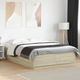 Bed Frame with LED without Mattress Sonoma Oak 160x200 cm 3209599