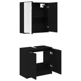 Bathroom Cabinet Set with Shelf 2 pcs Black Oak Engineered Wood 3416132