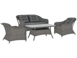 Four-Piece Rattan Set, with Glass-Top Table - Light Grey T3398P327907