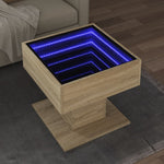 ZNTS Coffee Table with LED Sonoma Oak 50x50x45 cm Engineered Wood 847527