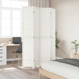 Room Divider 4 Panels White Solid Wood Paulownia 358836