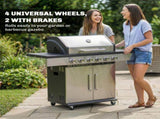 6 Burner Liquid Propane Gas BBQ Grill, Outdoor Portable Gas Barbecue Grill with Warming Rack, Side T3398P555908
