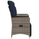 Reclining Garden Sofa 2-Seater with Table Grey Poly Rattan 365719