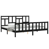 Bed Frame without Mattress Black 200x200 cm Solid Wood Pine 3193165