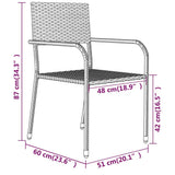 Garden Dining Set Grey, Black PE Rattan, Steel, Glass Medium 3099595