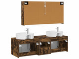 Bathroom Cabinet Set 4 pcs Smoked Oak Engineered Wood 3406467