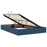 Storage Bed with Mattress with Storage Blue 140 x 200 cm Fabric 3370021