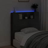Storage Headboard with LED Black Engineered Wood 3418648