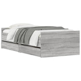 Bed Frame with Drawers without Mattress Grey Sonoma 90x200 cm 3207376