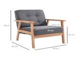 Minimalistic Wooden Frame Accent Chair, with Padded Seat - Dark Grey T3398P328118