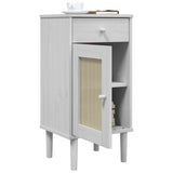 Bedside Cabinet SENJA Rattan Look White 40x35x80 cm Solid Wood Pine 358017