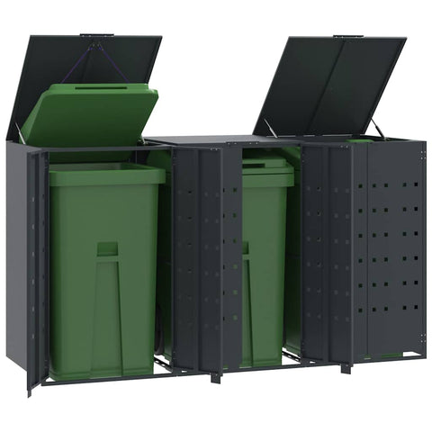 Wheelie Bin Storage for 3 Bins Anthracite 207x79x117 cm Steel 3279983