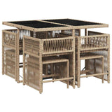 9 Piece Garden Dining Set with Cushions Mix Beige Poly Rattan 3211680