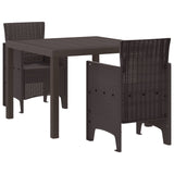 Garden Dining Set 3 pcs Brown Polypropylene 3378677