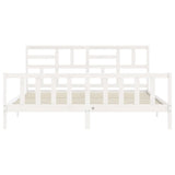 Bed Frame without Mattress White Super King Size Solid Wood Pine 3193092