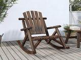 Garden Rocking Chair Burned Wood Finish Solid Spruce Wood Standard 363346