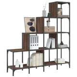Bookcase Brown Oak 122x30x132 cm Engineered Wood and Metal 845445