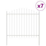 Garden Fence 7 pcs White 170 x 165 cm Powder-Coated Steel 3360168