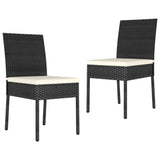 Dining Chair Set of 2 Black Poly rattan Standard Durable 317166