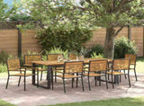 Garden Dining Set 9 pcs Black Solid Acacia Wood 3365469