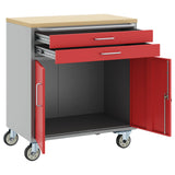 Work Cabinet with Drawer 2 pcs Red and Grey 100 x 55 x 85 cm 3321365