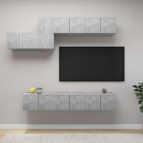 7 Piece TV Cabinet Set Concrete Grey Engineered Wood 3079149