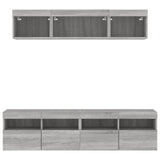 5 Piece TV Wall Units with LED Grey Sonoma Engineered Wood 3216723