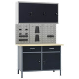 Workbench with Three Wall Panels and One Cabinet 3053438